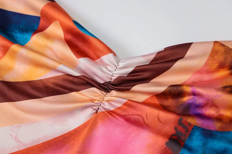 Tie Dye Ribbed Midi Dress For Women Bodycon Side Slit