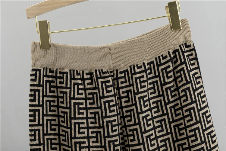 Women's 3 Piece Knitted Tracksuit Set with Cardigan, Vest and Wide Leg Pants