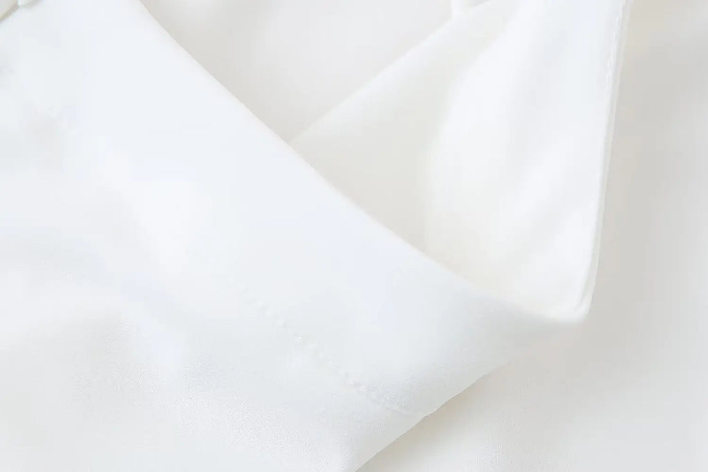 Women's Summer 2-Piece Set Solid Color Puff Sleeve Shirt and Zipper Mid-Rise Street Pants