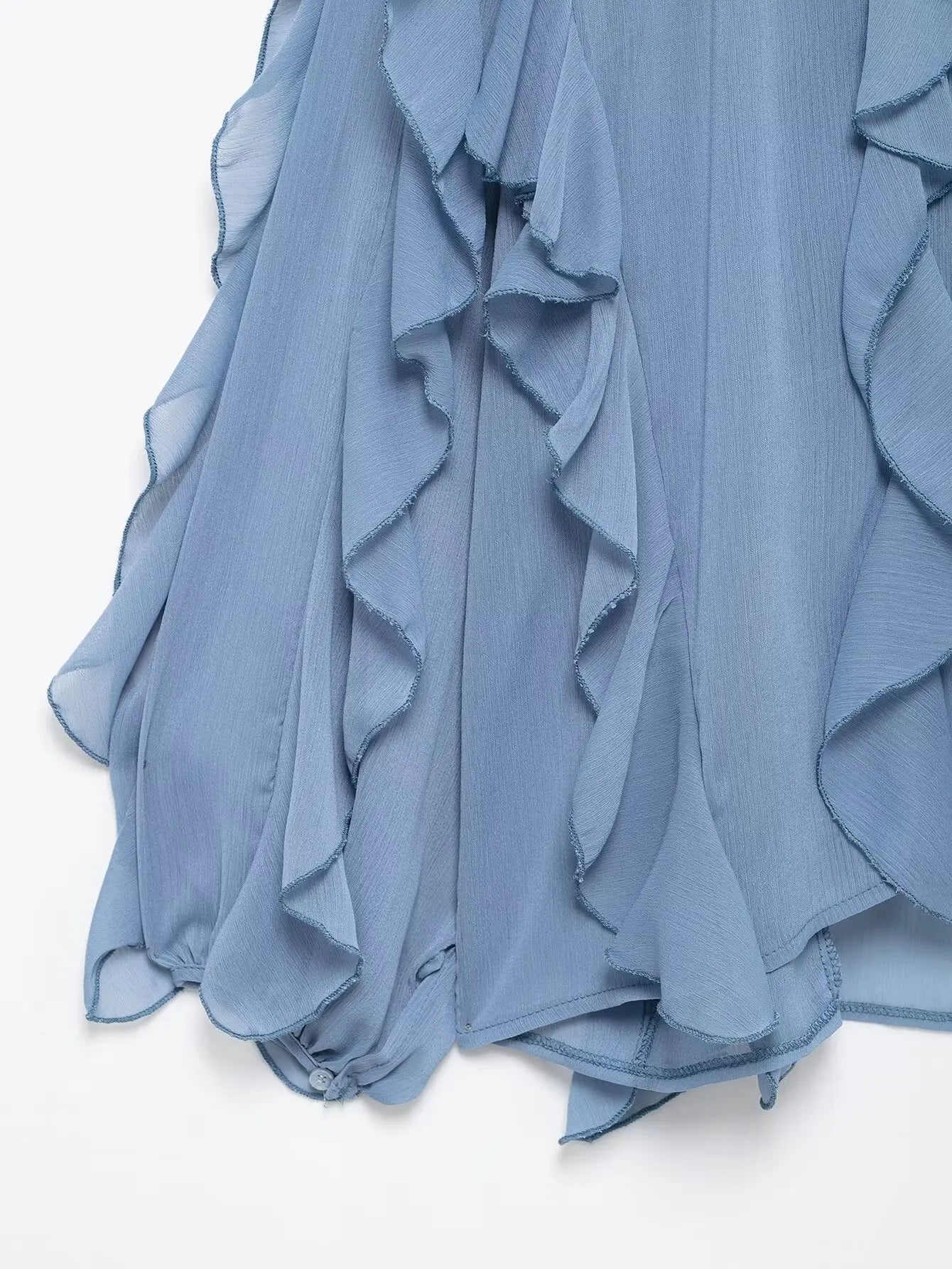 Women's Burgundy Ruffle Layer Casual Blouse Long Sleeve Loose Fit Button-Front Shirt High Street Fashion Top