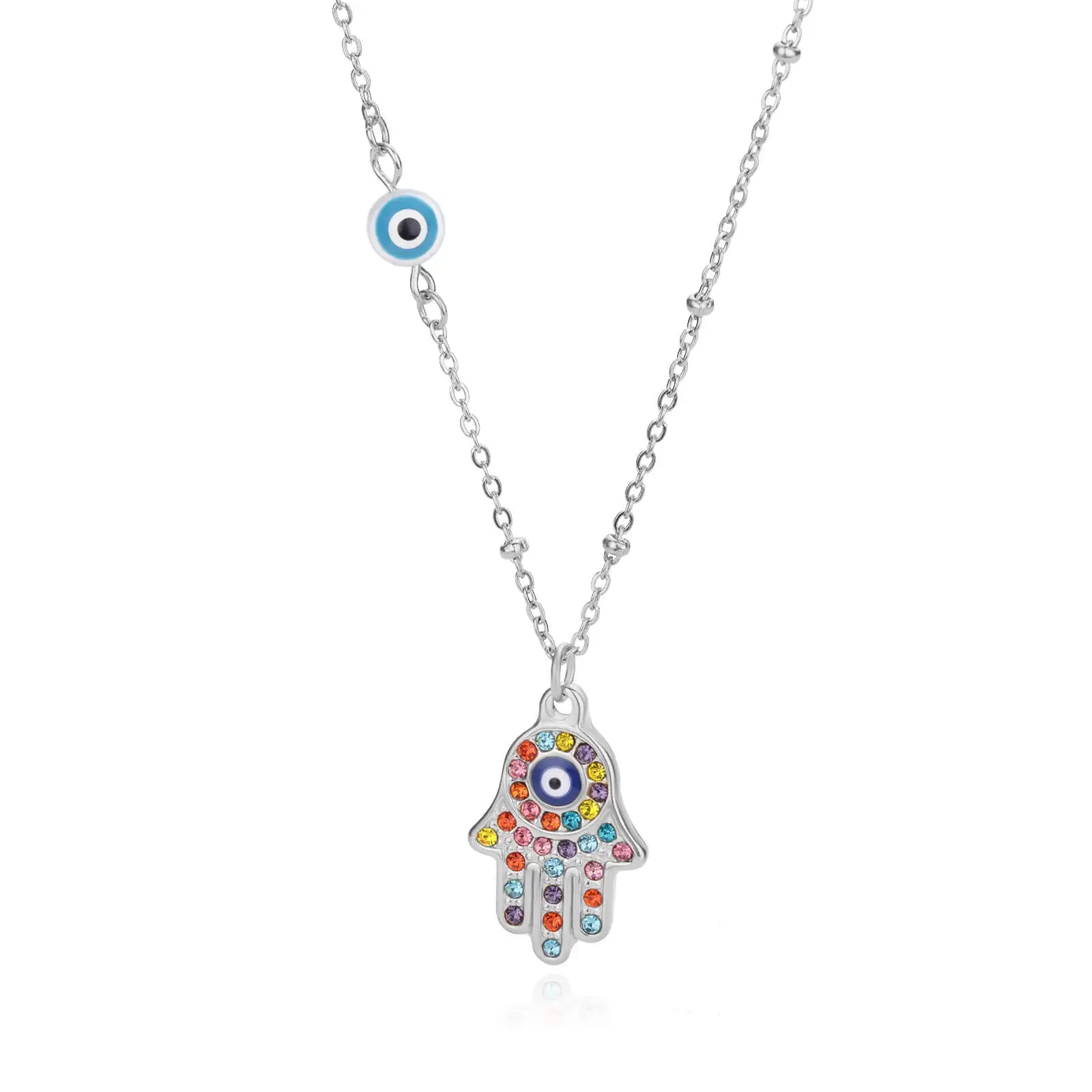 Turkish Hamsa Evil Eye Necklace for Women Stainless Steel Gold Color Charm Choker Jewelry Gift