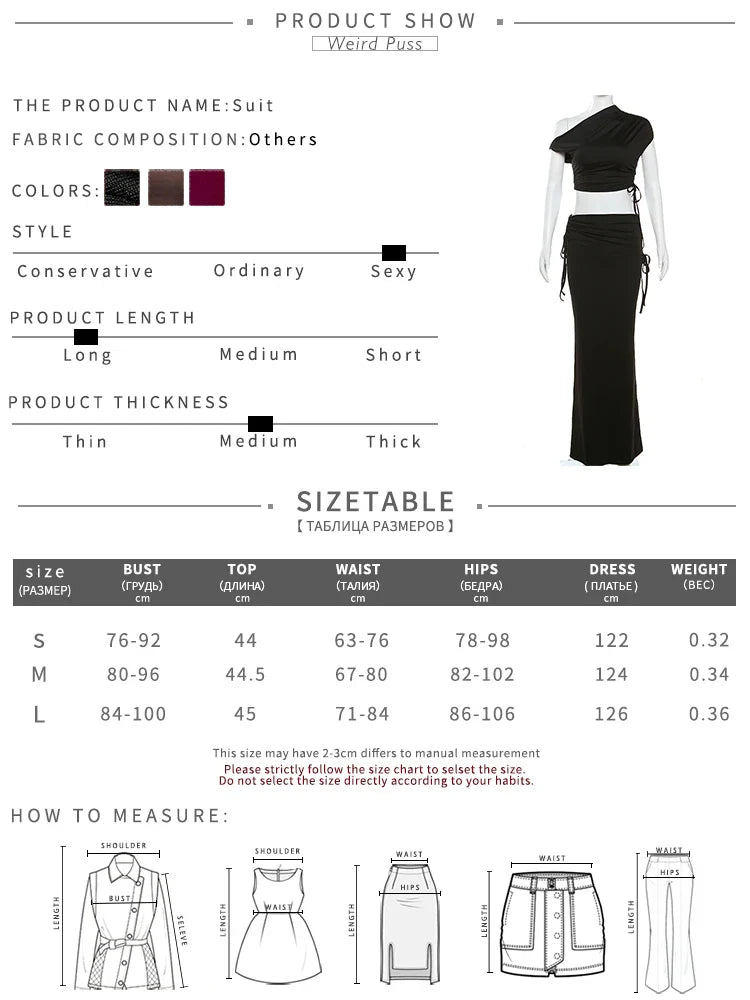 Weird Puss Skew Collar Elegant Women Two Piece Set Stretch Short Sleeve Crop Top and Bandage Maxi Skirt Matching Outfit