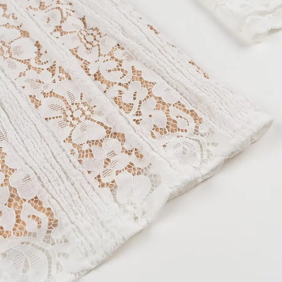 One Shoulder Lace Up Mini Dress With Bell Sleeves High Waist