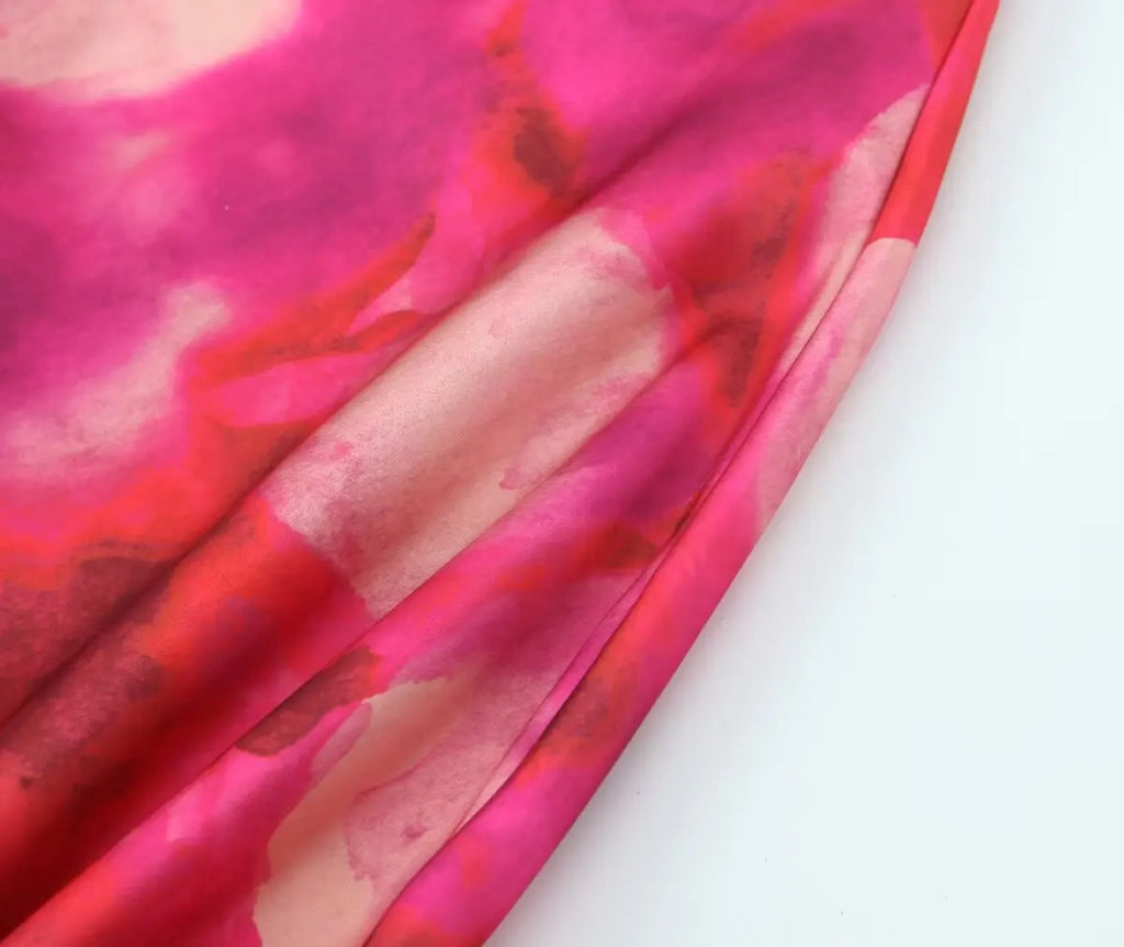 Printed Halter Neck Dress With Button Back for Women