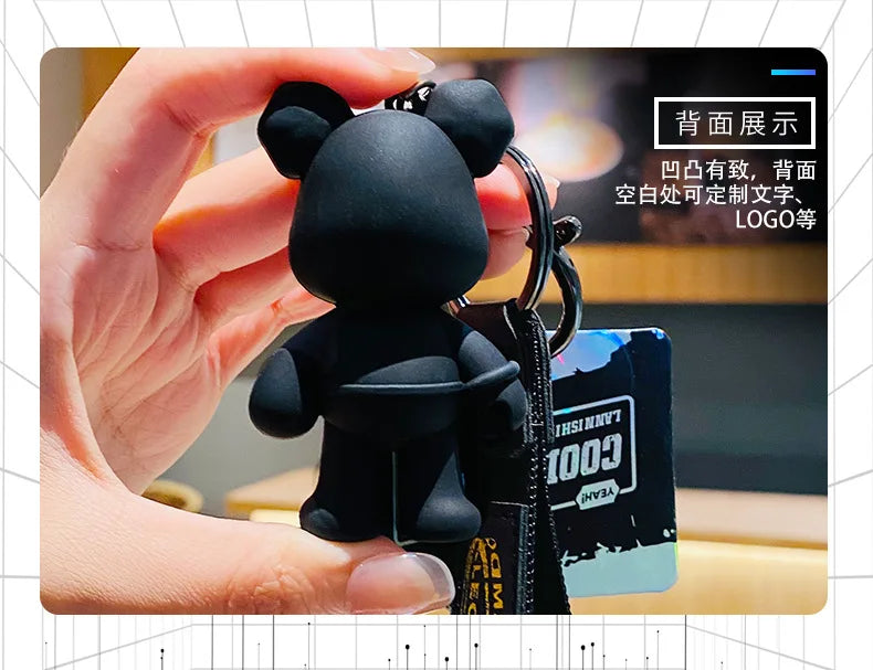 Cute Cartoon Mechanical Bear Keychain Pendant for Bags and Accessories