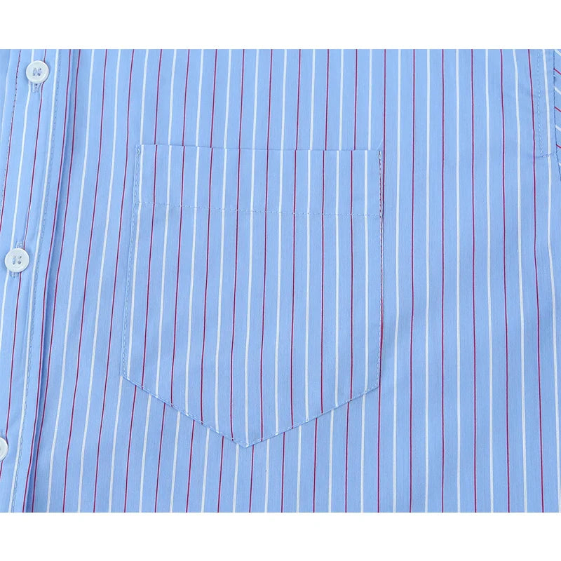 Fashionable Stripe Shirt and Wide Leg Pants Set for Women Casual Spring Outfit