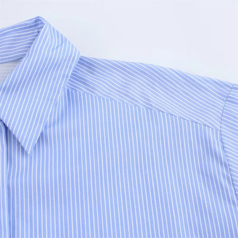 Women's Casual Long Sleeve Collared Shirt Loose Fit Animal Print and Striped Pattern Top