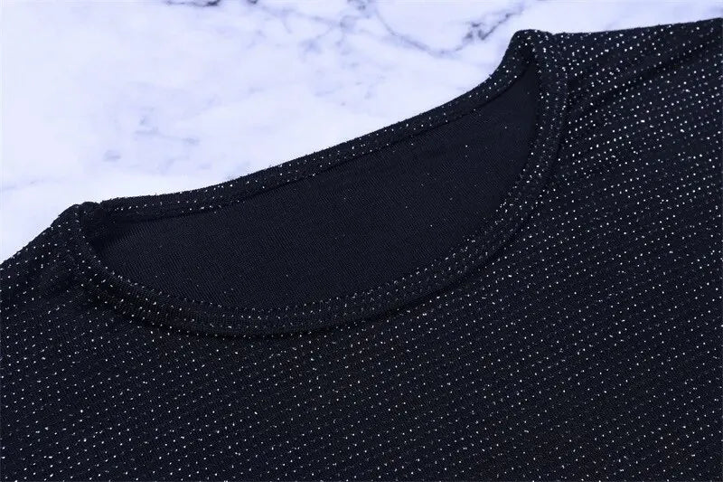 Black Midi Dress Long Sleeve Party Evening Streetwear