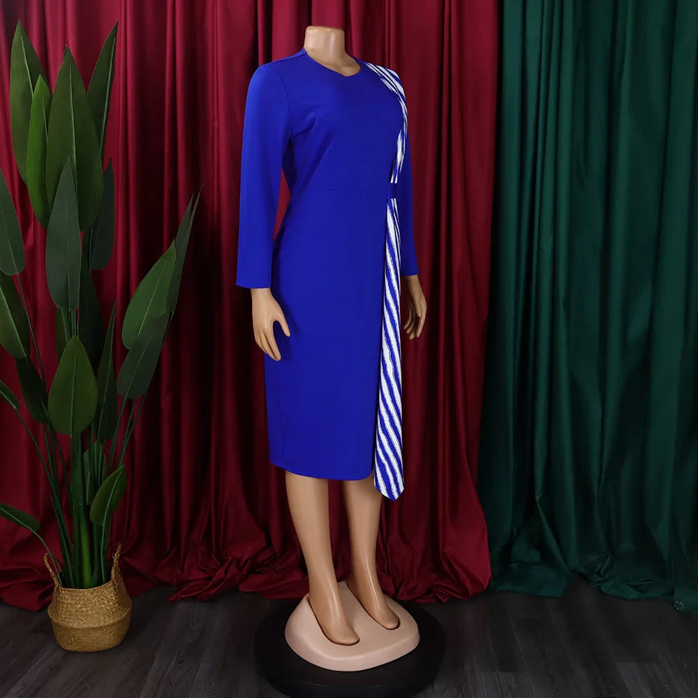 Office Dress For Women Professional O Neck Striped Sheath