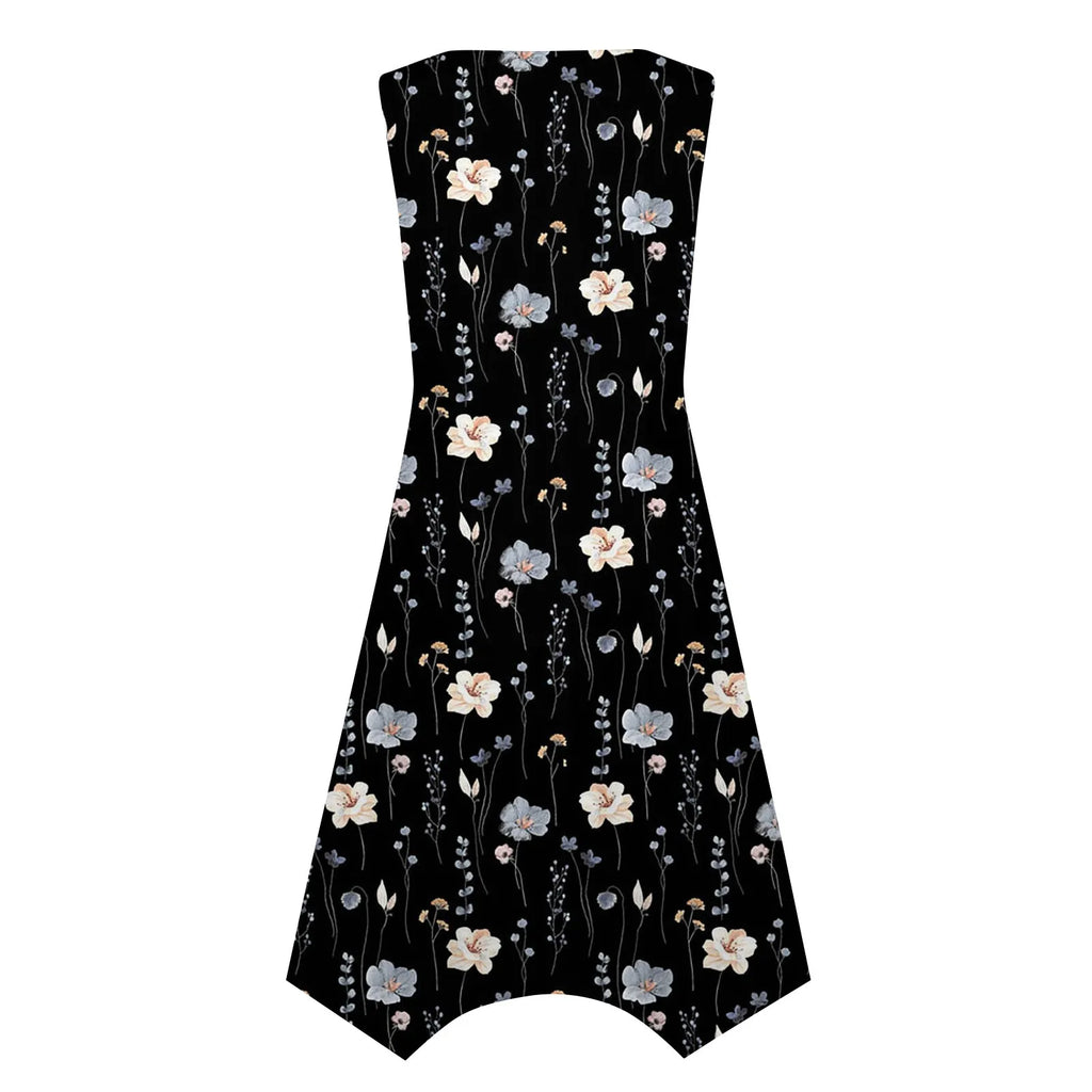 Y2K Style Sleeveless Midi Dress With Irregular Hem Design