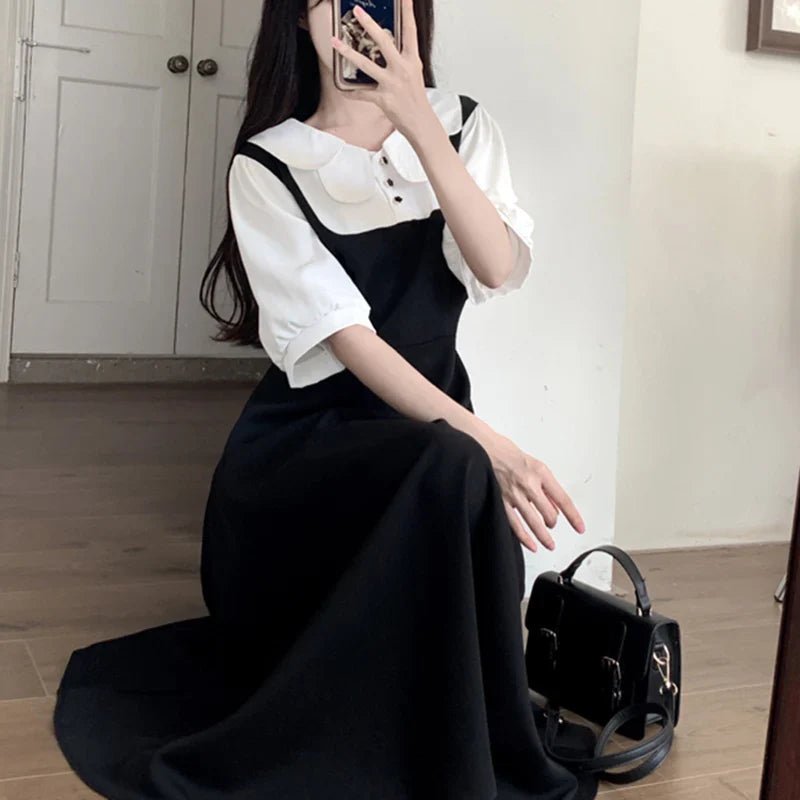 Korean Style Kawaii Summer Midi Dress For Women Ladies