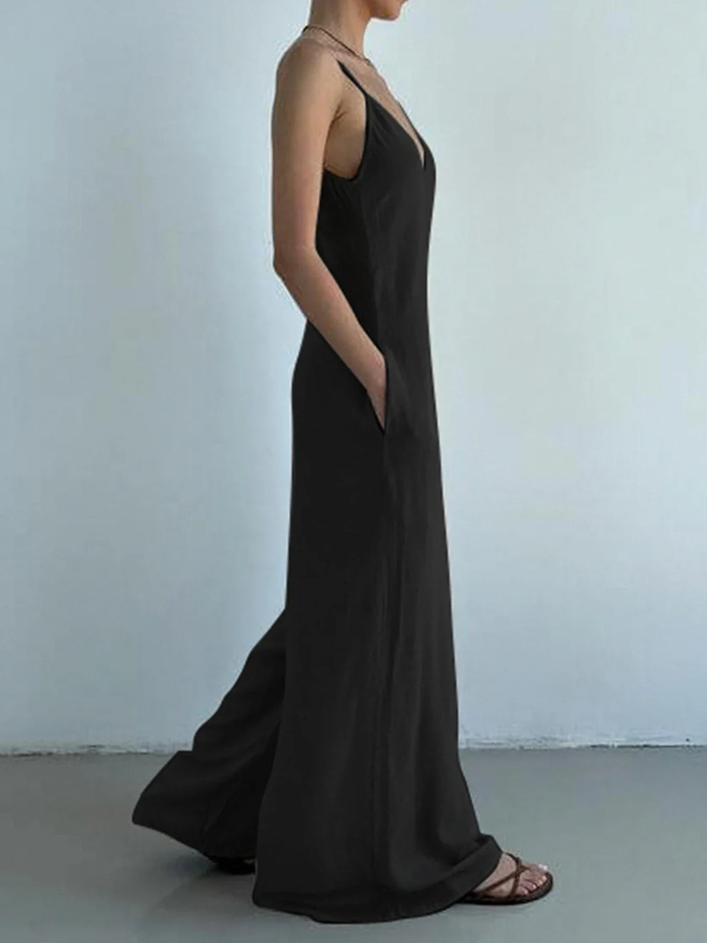 Casual Sleeveless V Neck Cotton Linen Jumpsuit Wide Leg Playsuit Elegant Vacation Outfit