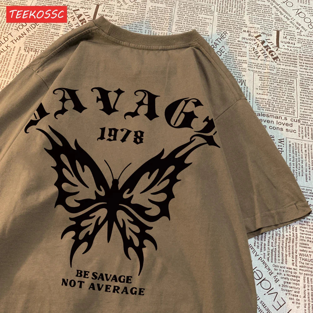 Casual Cotton Summer T-Shirts for Women with Butterfly Print and Oversized Fit in Various Colors