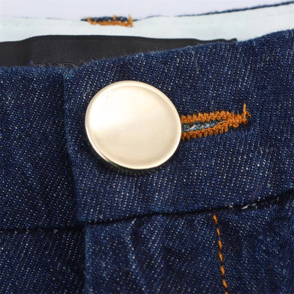 Women Denim Set Loose Fit Button Down Shirt and Wide Leg Pants Casual Outfit