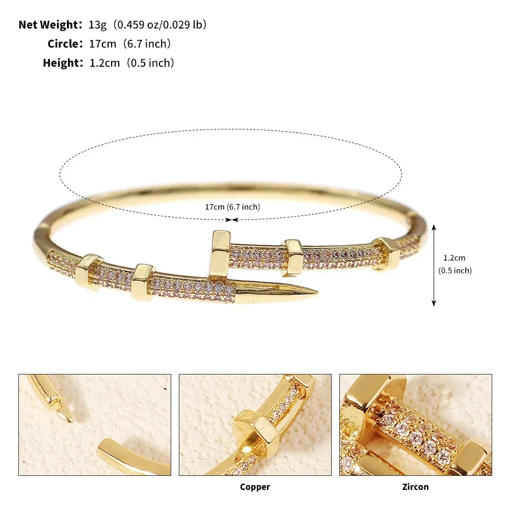 Trendy Zircon Screw Bracelet for Women - Elegant Everyday Jewelry and Festive Gift