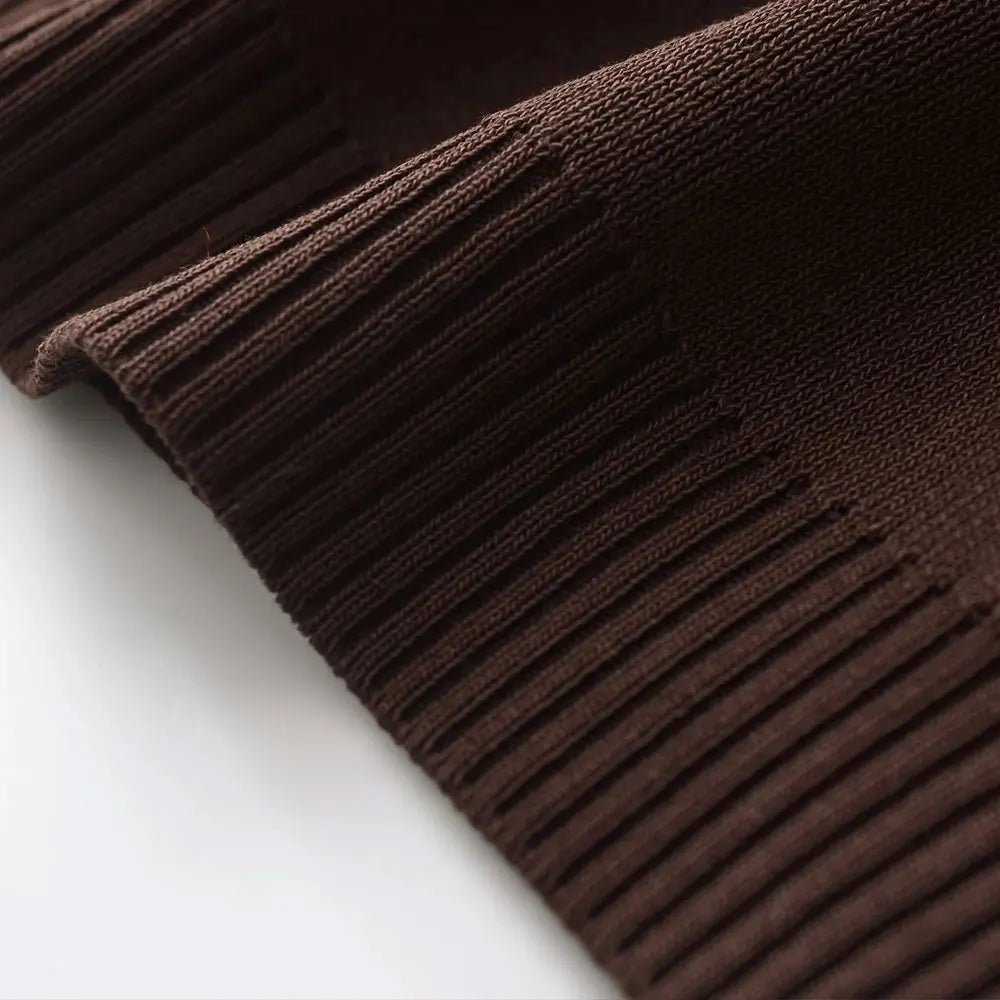 Women's Casual Two-Piece Set with Knit Sweater and High-Elastic Waist Straight Pants