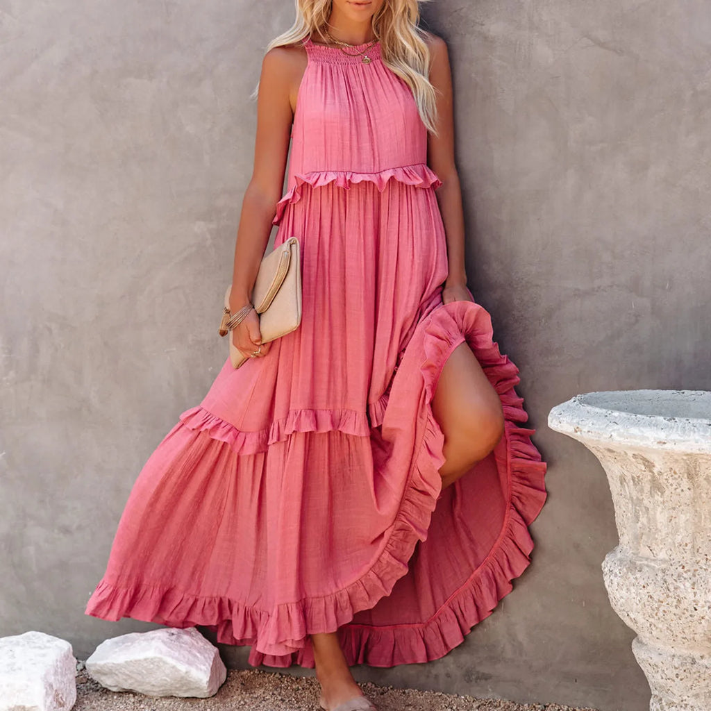 Summer Sleeveless Maxi Dress With Irregular Hem For Holiday