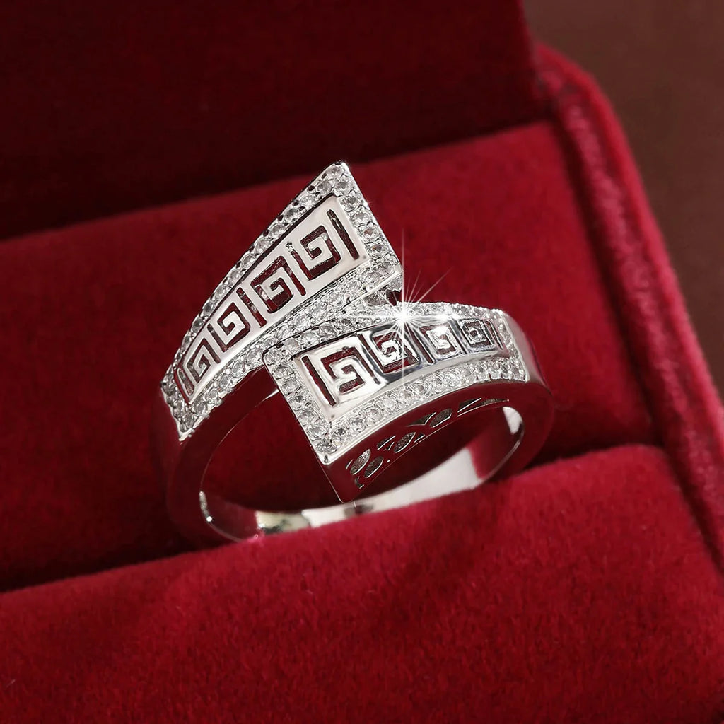 Ladies Geometric Zircon Ring for Elegant Personality Style