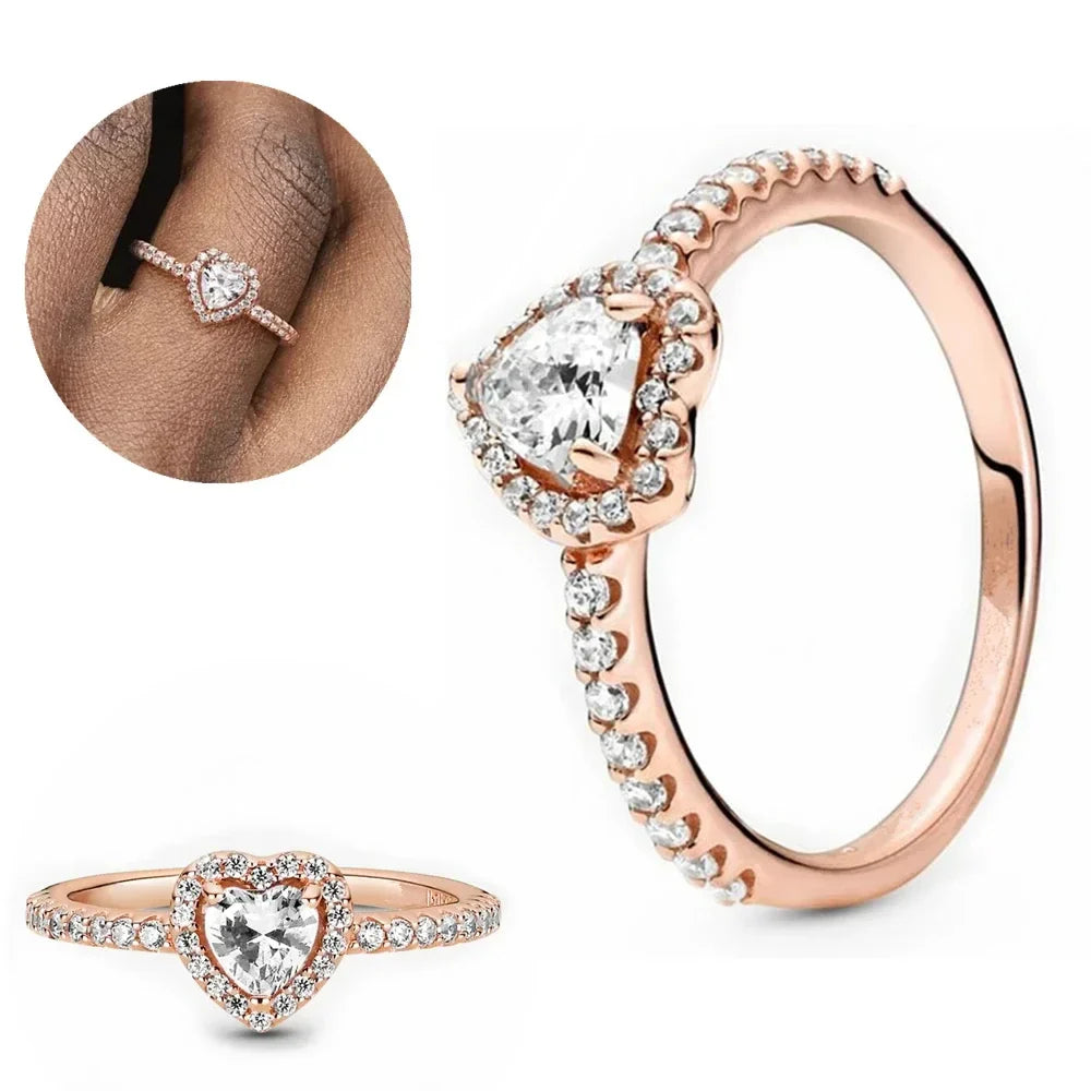 Red White Pink Crystal Rings for Women Luxury Wedding Jewelry Accessories