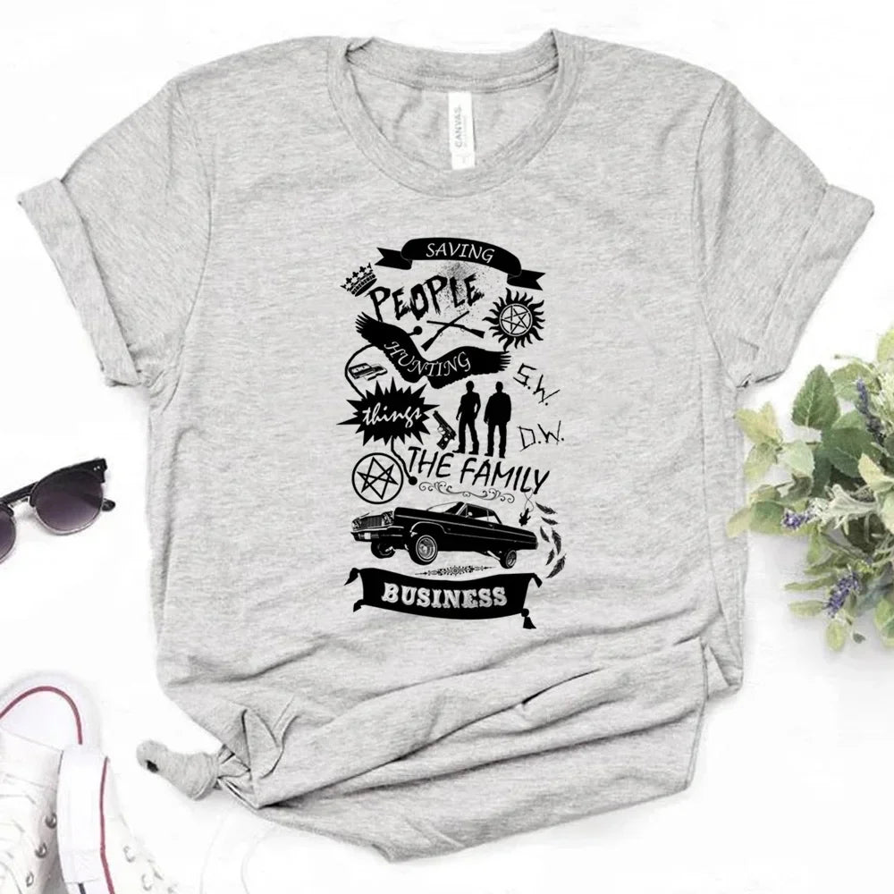 Supernatural Graphic T-Shirts for Women - Stylish Harajuku Comic Tee for Girls