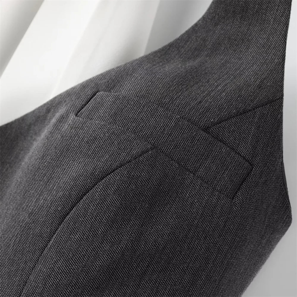 Women's Detachable Butterfly Knot Back Hanging Neck Vest with Pleated Skirt and Pants Set Spring Summer Fashion Ensemble