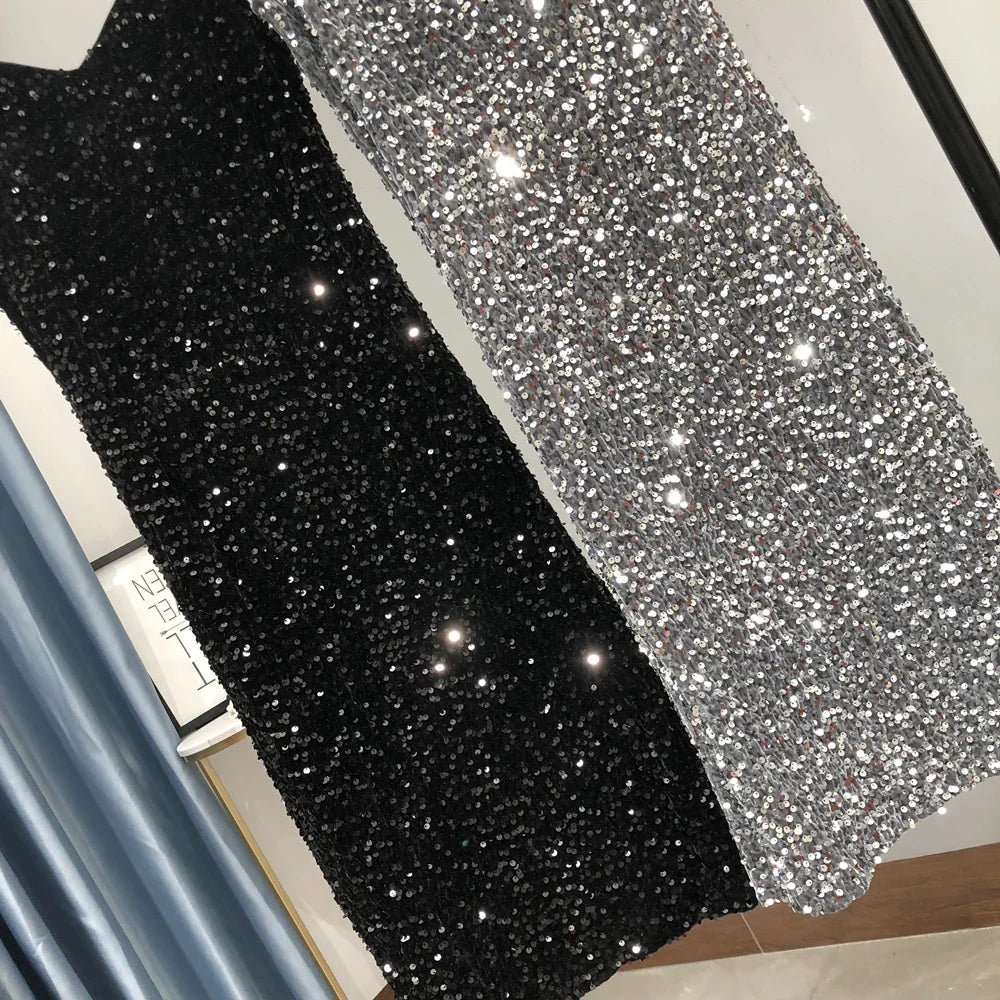Metallic Long Party Dress For Women Shiny Elegant Style
