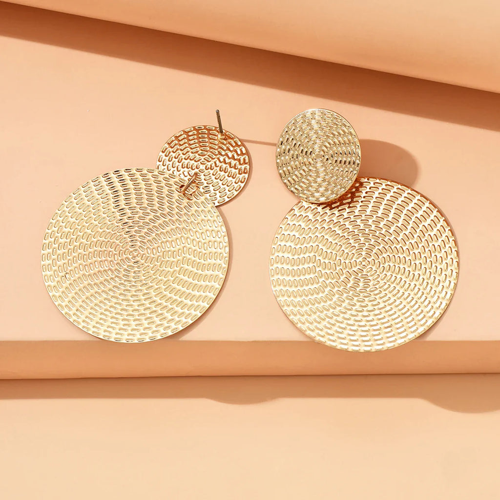 Bohemian Trendy Geometric Metal Round Earrings for Women Fashion Jewelry