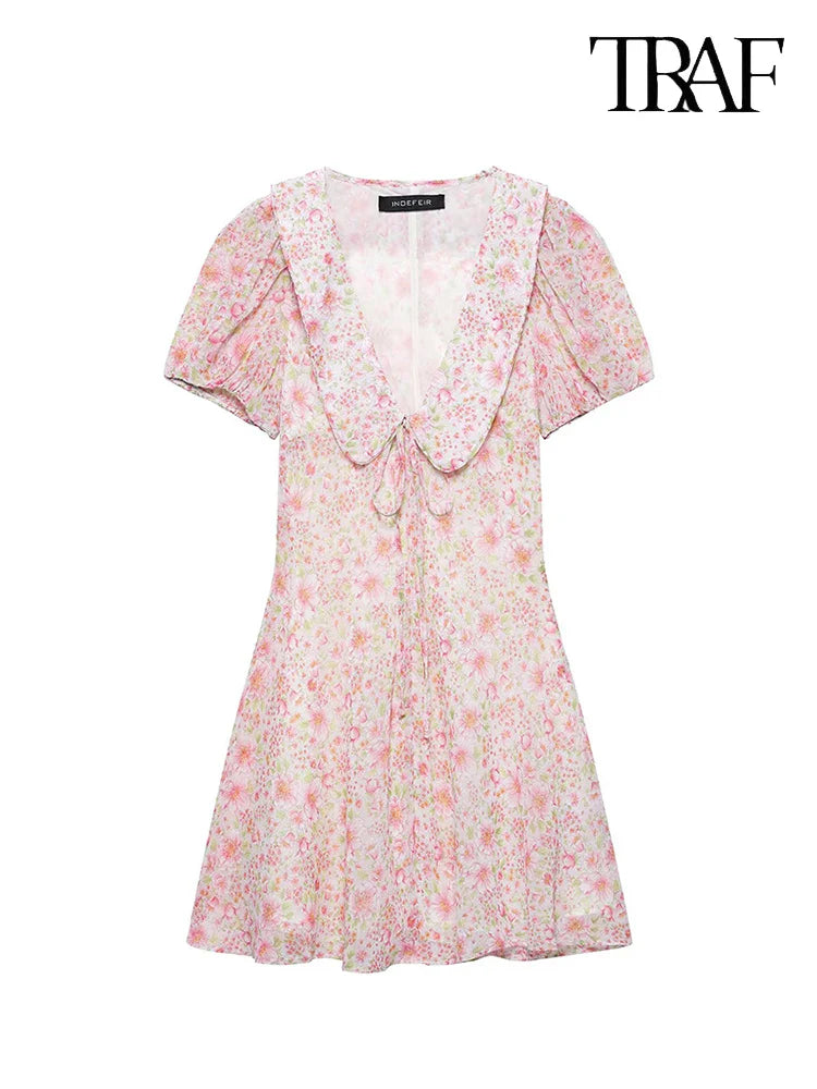 Floral Sweetheart Neck Mini Dress For Beach Party Wear