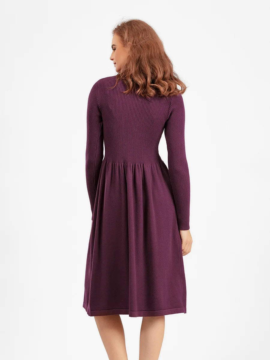 Women's Autumn Knit Dress Bodycon Maxi O Neck Chic Office