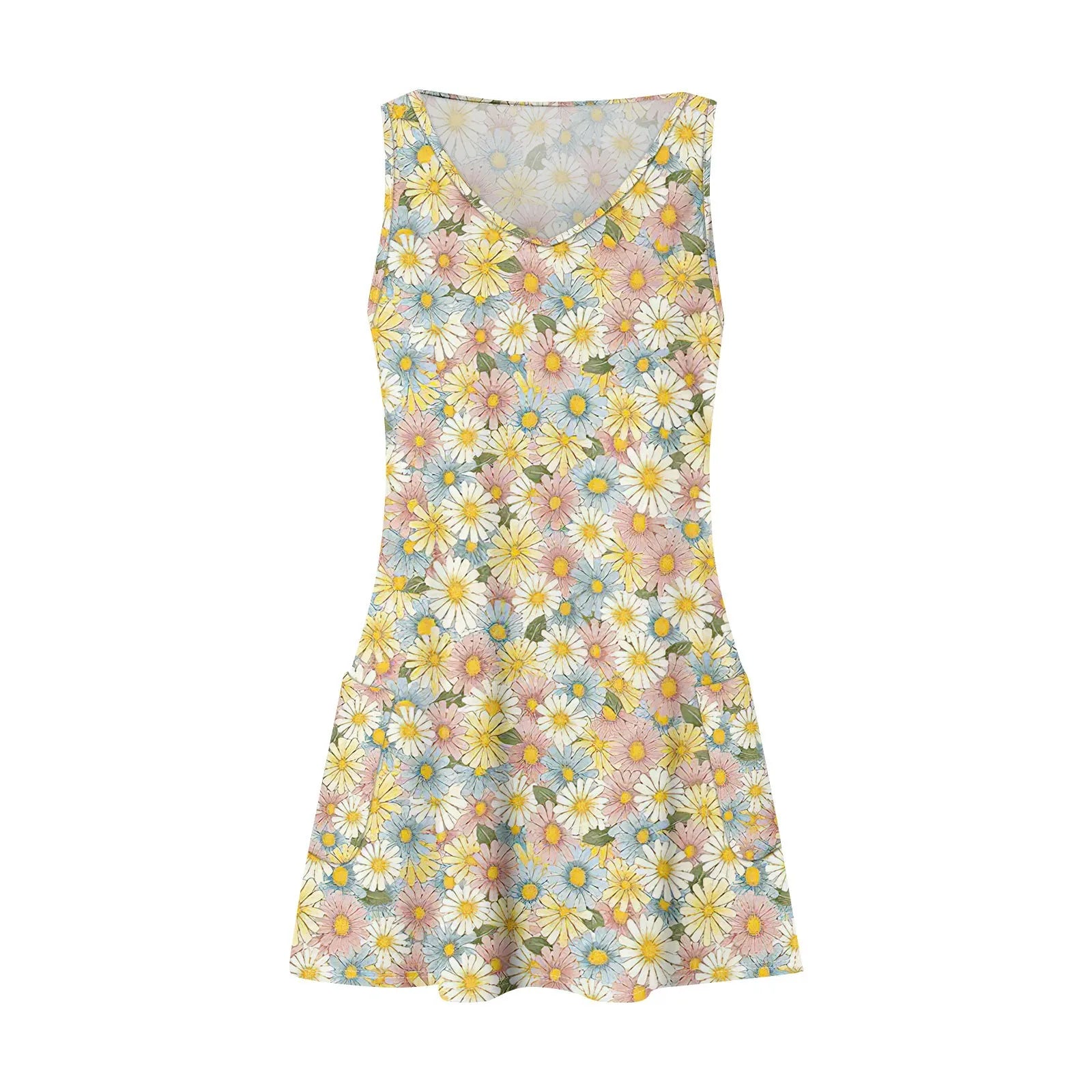 Bohemian Flower Print Beach Dress With Pockets For Women