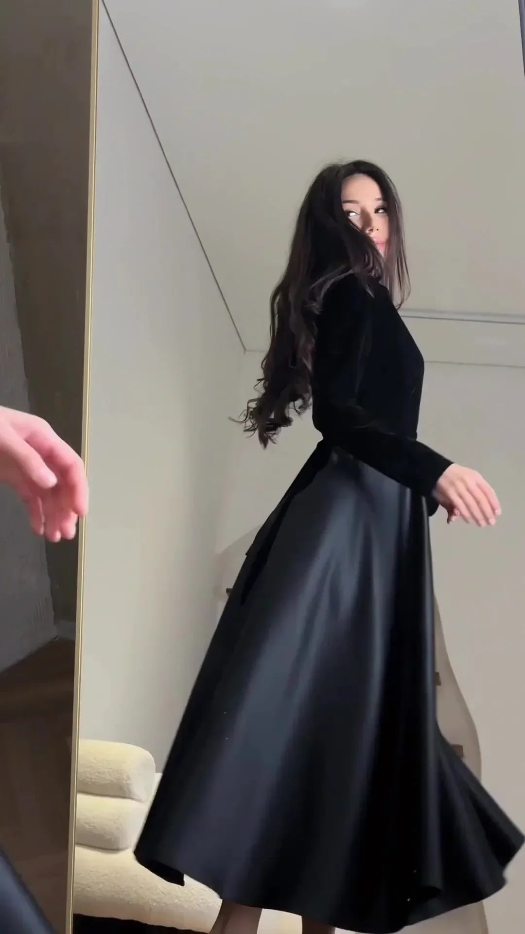 Velvet Long Sleeve Muslim Abaya Dress For Women Black