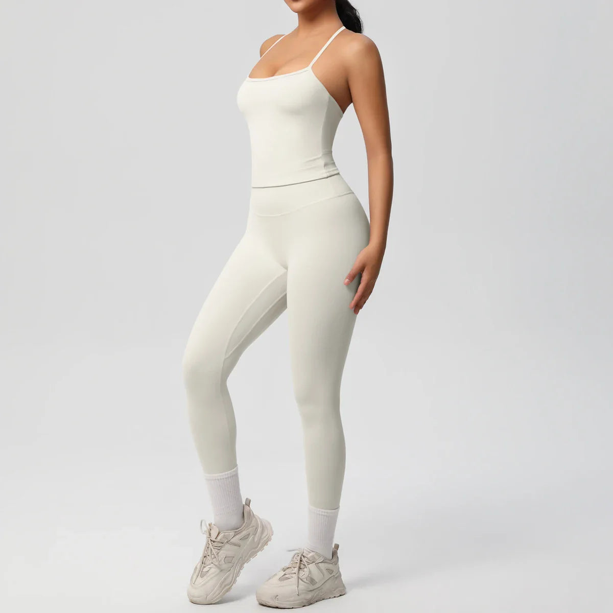 2PCS Nude Feeling Women's Yoga Set with Sports Bra and Leggings for Gym Fitness and Running