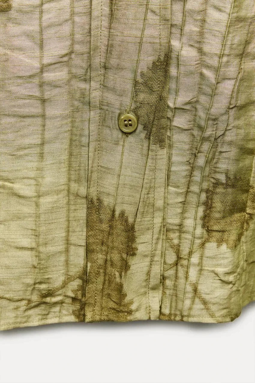 Jacquard Shirt Pants Suit for Women with Lapel Half Sleeve and Pockets, Wide Leg Pant Set for Summer Streetwear