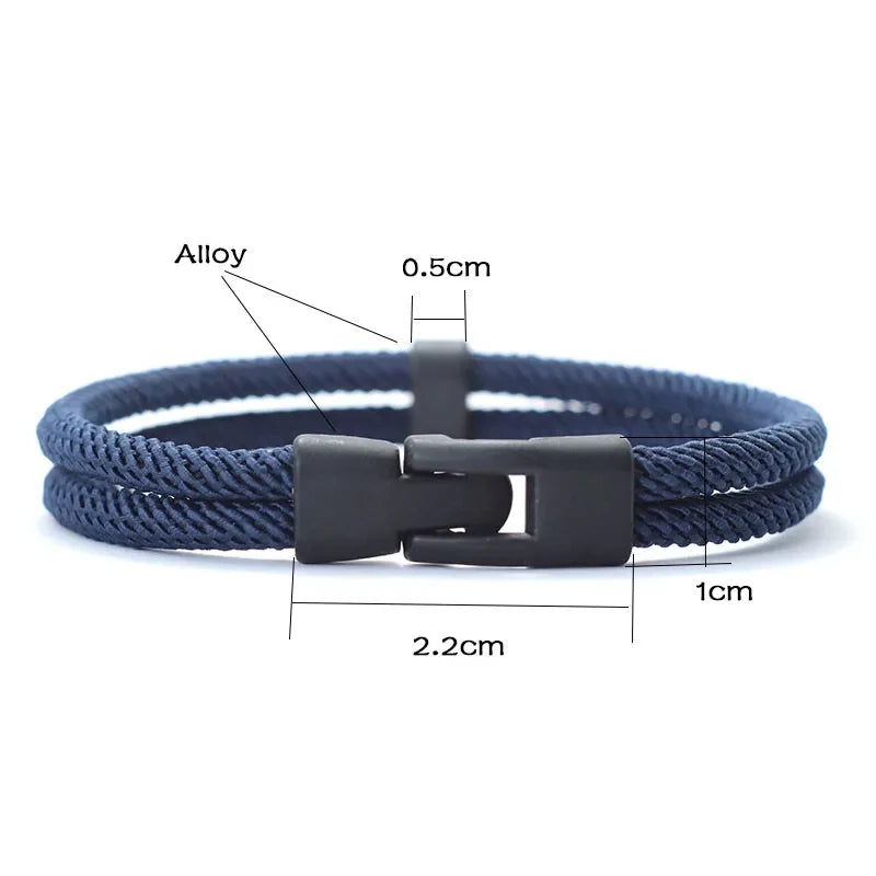 Men's Double Layer Nylon Rope Bracelet Detachable Stackable Leisure Accessory