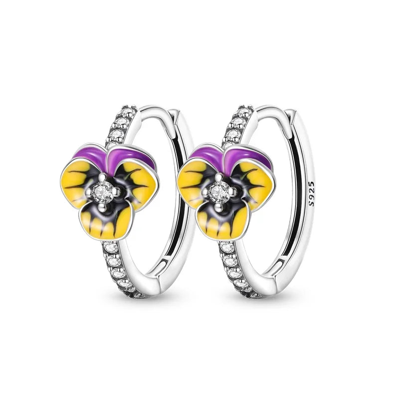 Colorful Butterfly Bee Ladybug Rainbow Flower Earrings in 925 Sterling Silver for Women Fashion Jewelry Gifts