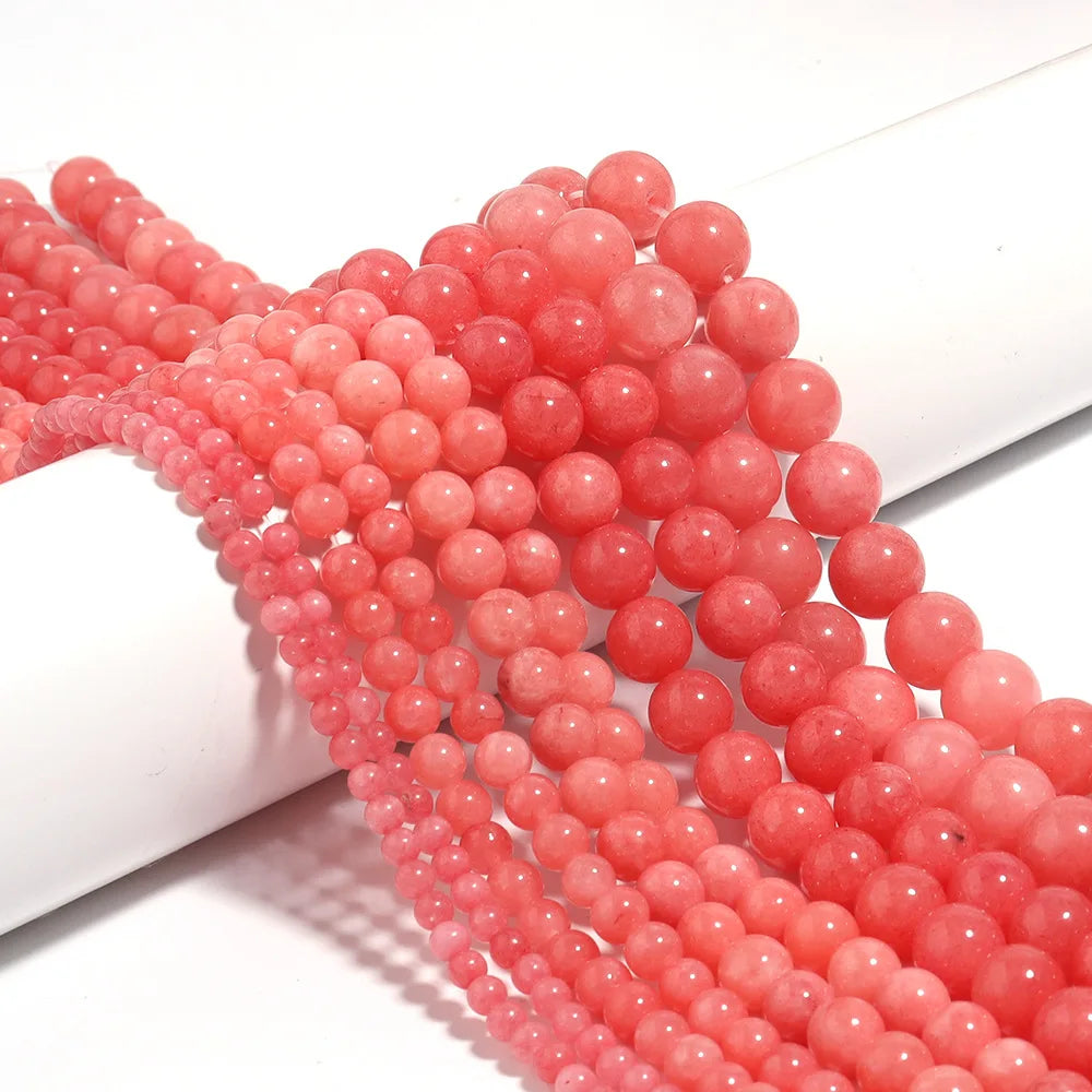Natural Pink Chalcedony Stone Beads for Jewelry Making DIY Bracelet and Necklace Accessories