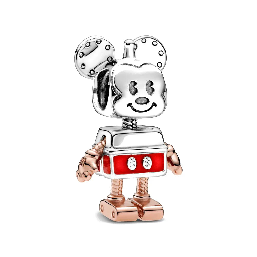 Disney 925 Sterling Silver DIY Charm Compatible With 3mm Bracelets Featuring Mickey Mouse Ferris Wheel And Suitcase Designs