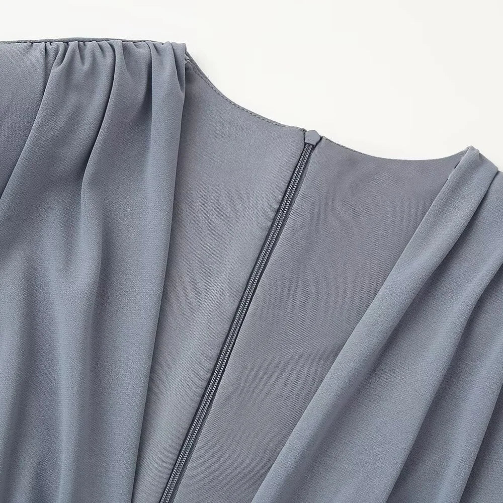 Slimming Pleated Belted Dress For Casual Office Wear