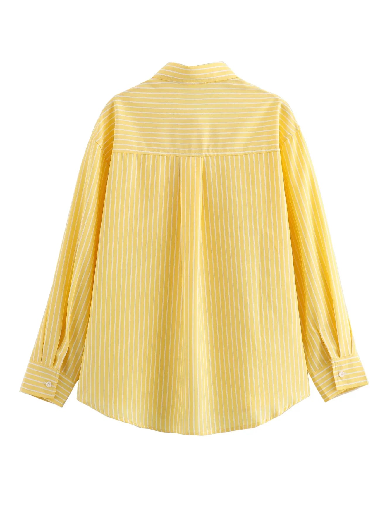 Elegant Stripe Long Sleeve Casual Shirt for Women Lapel Collar Single-Breasted Loose Slim Blouse Top Streetwear