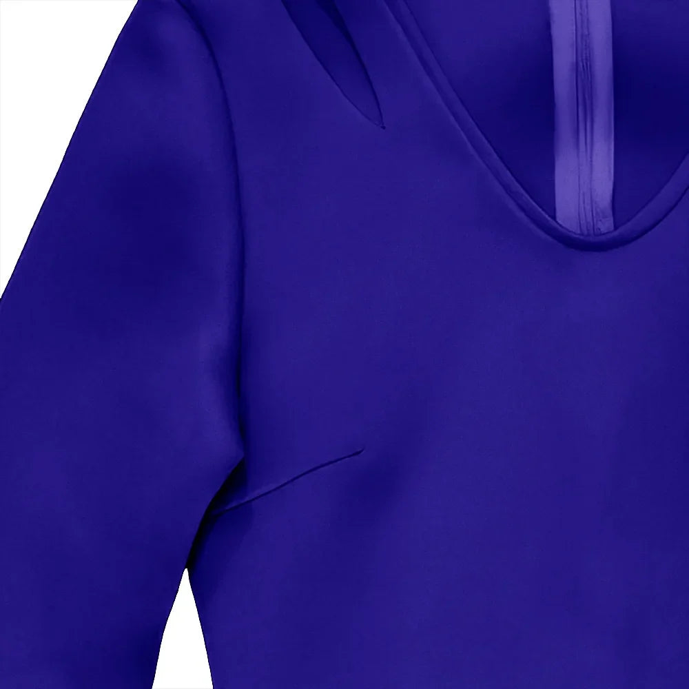 V Neck Sheath Mermaid Dress With Flare Sleeve White Blue