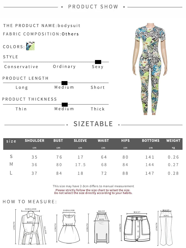 Weird Puss Colorful Print Women's Short Sleeve Skinny Jumpsuit Soft Stretch O-Neck Casual Summer Fitness Street Overalls