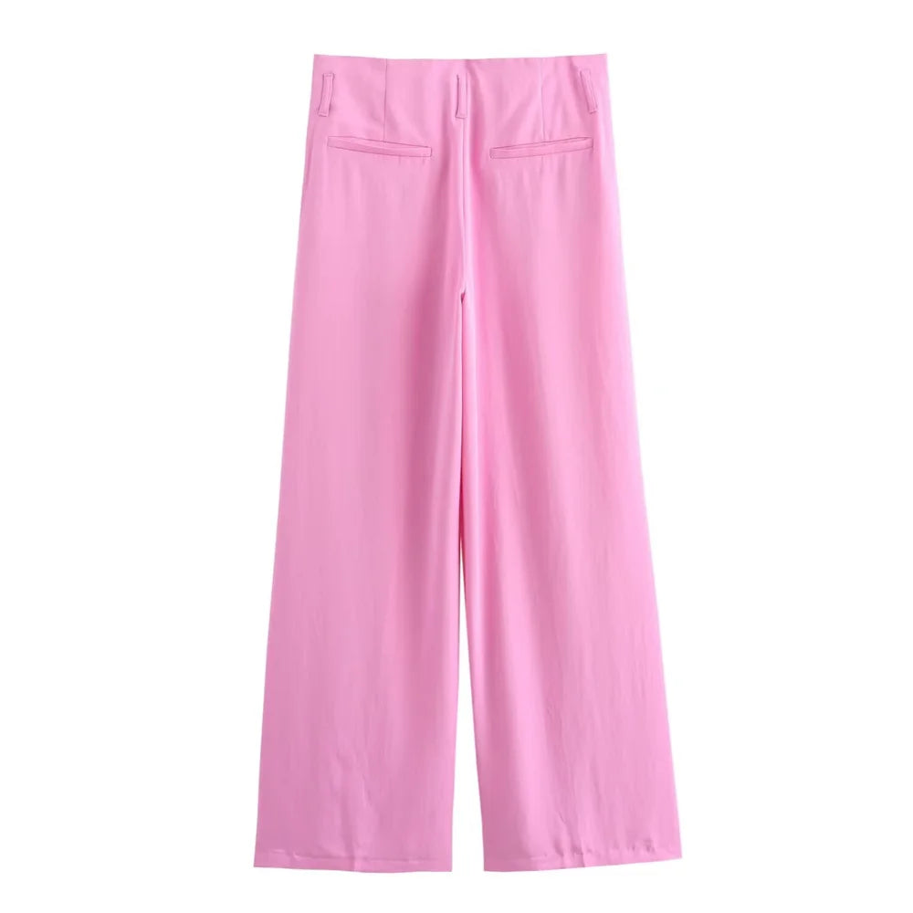 Casual Women's Fashion Flip Collar Straight Cut Suit Coat and Strap Detail Pants Set for Effortless Chic and Comfort