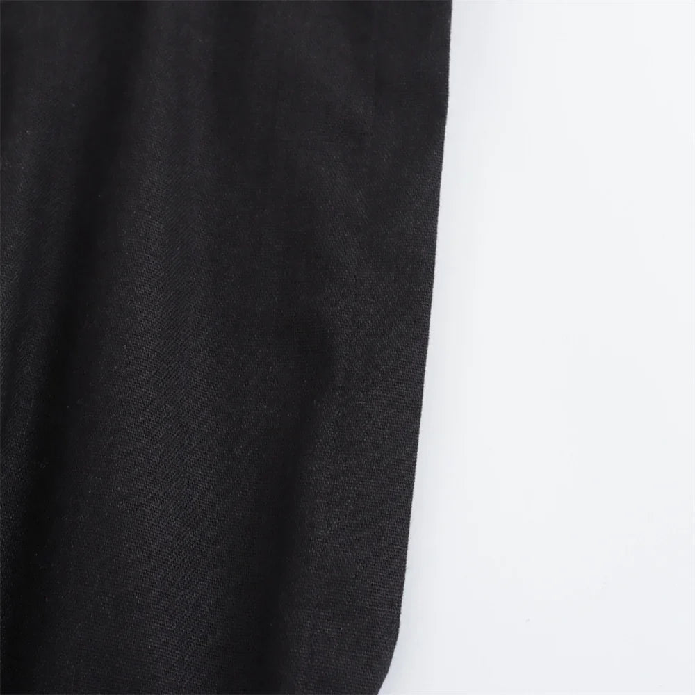 Elegant Linen Blend Belted Midi Dress Sleeveless Women