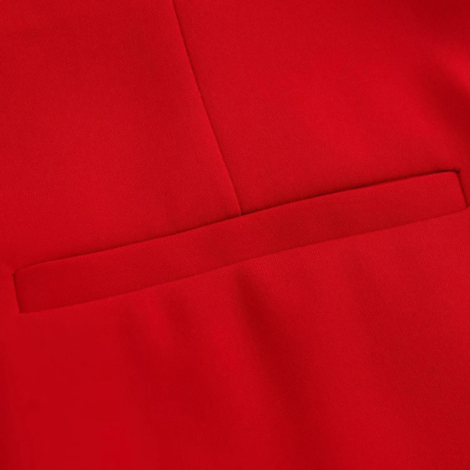 Red Vest Blazer Set For Office Lady With Wide Leg Pants