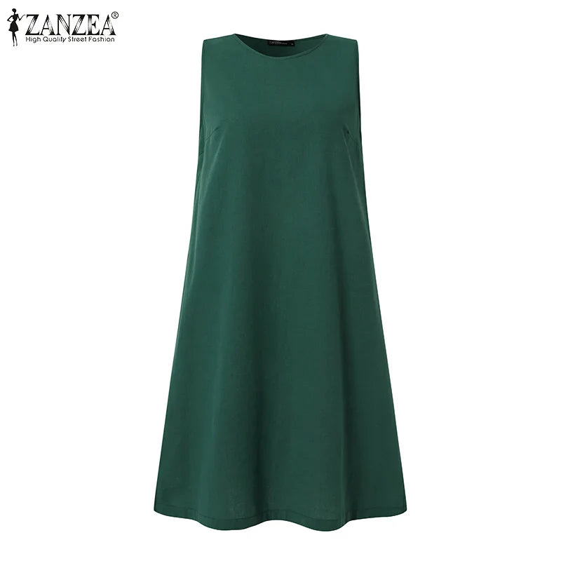 Casual Cotton Sundress For Women Sleeveless Summer Dress