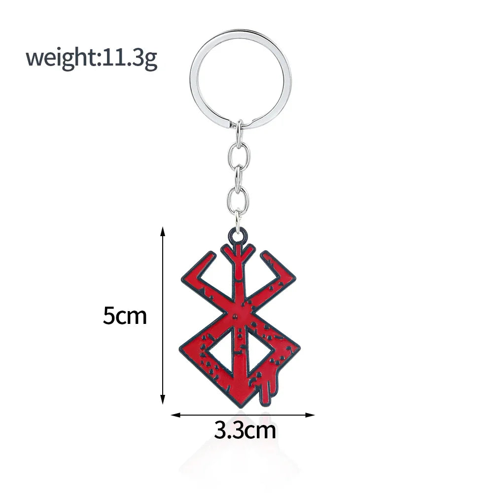 Anime Red Skull Keychain Berserk Warrior Griffith Guts Keyring Cosplay Prop Gift for Men and Women