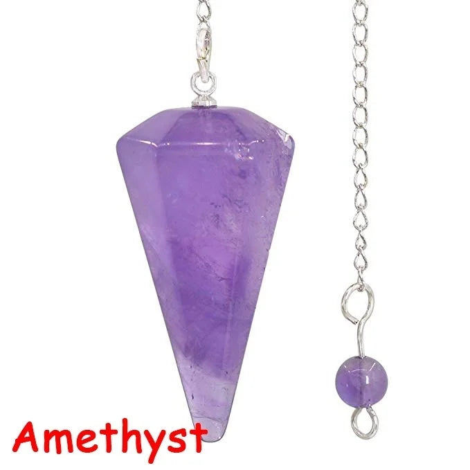 Natural Stone Quartz Agate Pendulum Pendant for Reiki Healing and Divination