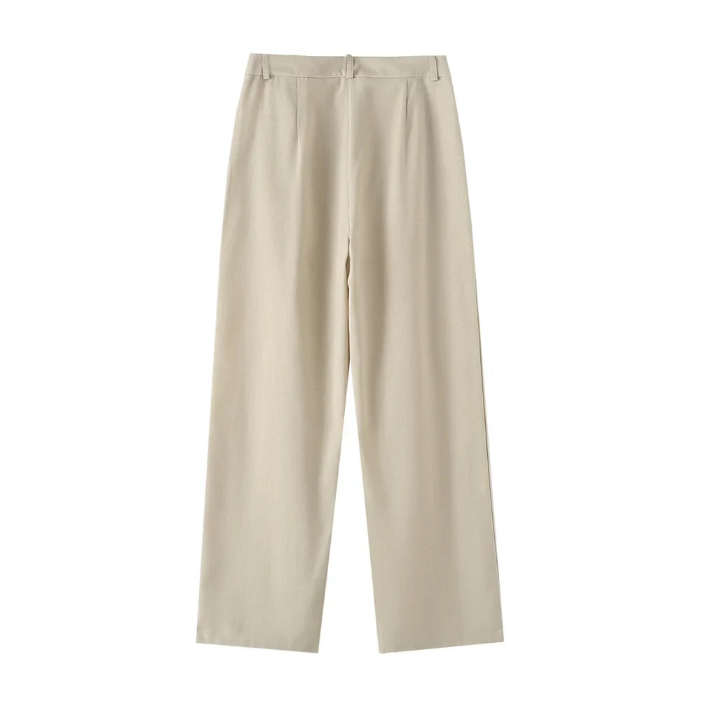 Versatile Slim Sleeveless Cotton Linen Vest and Mid-Waist Trousers Suit for Women's Commuting Style