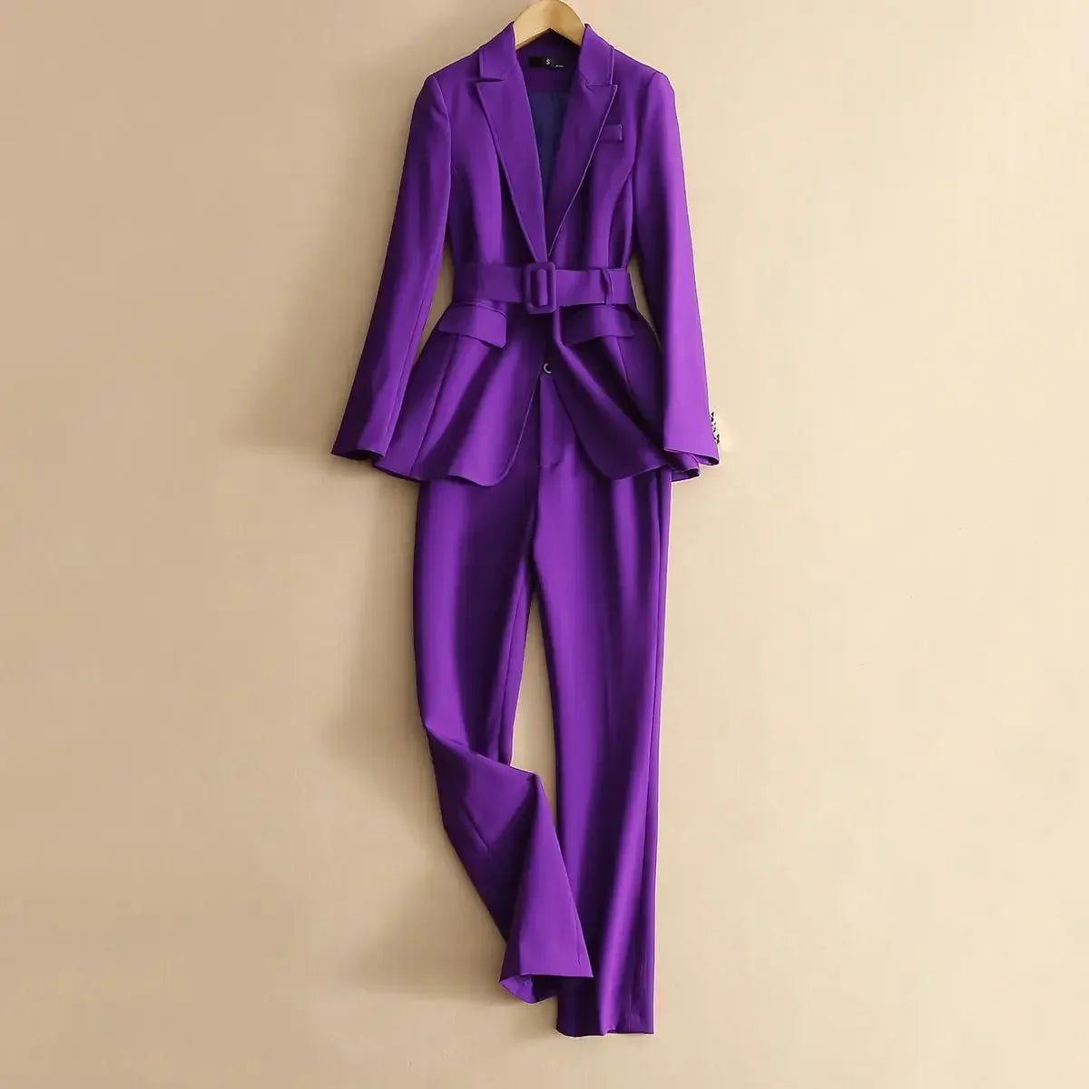 Purple Women Office Blazer Suit Two Piece Set For Work