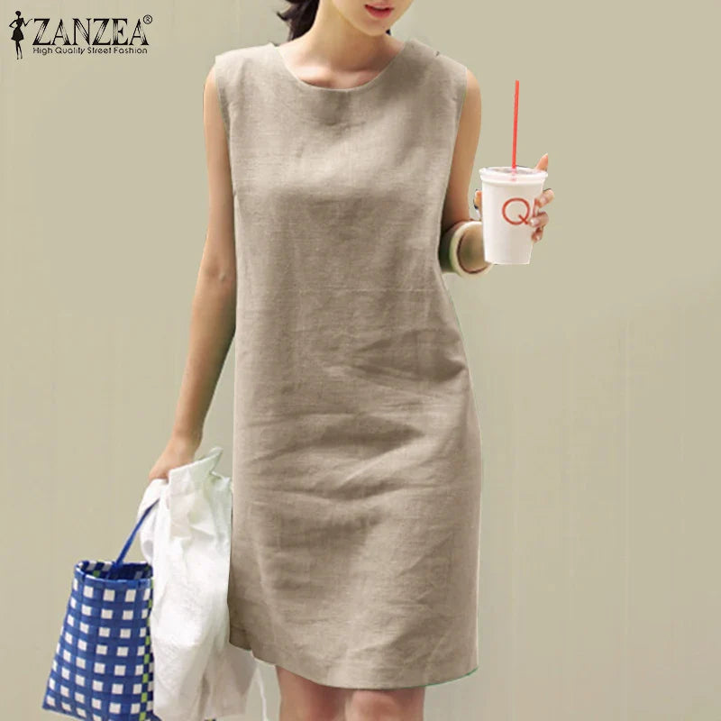 Casual Cotton Sundress For Women Sleeveless Summer Dress